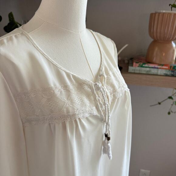 Daniel Rainn Anthropologie Cream Boho Peasant Blouse M Long Sleeve Romantic - Picture 4 of 10